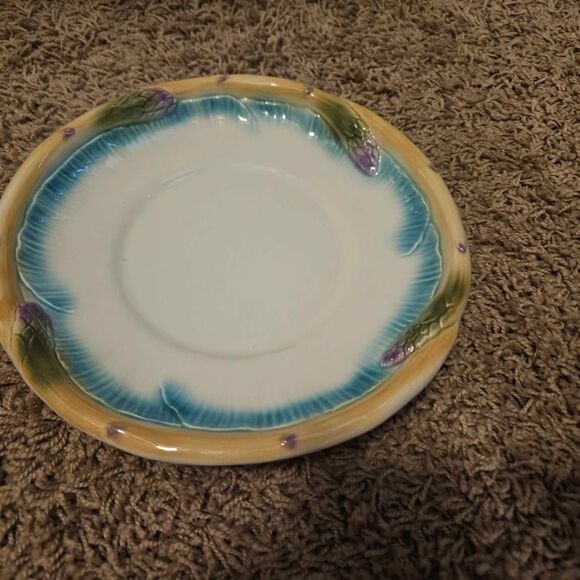 Williams Sonoma Majolica Asparagus 9" Plate Made in Italy - Picture 1 of 5
